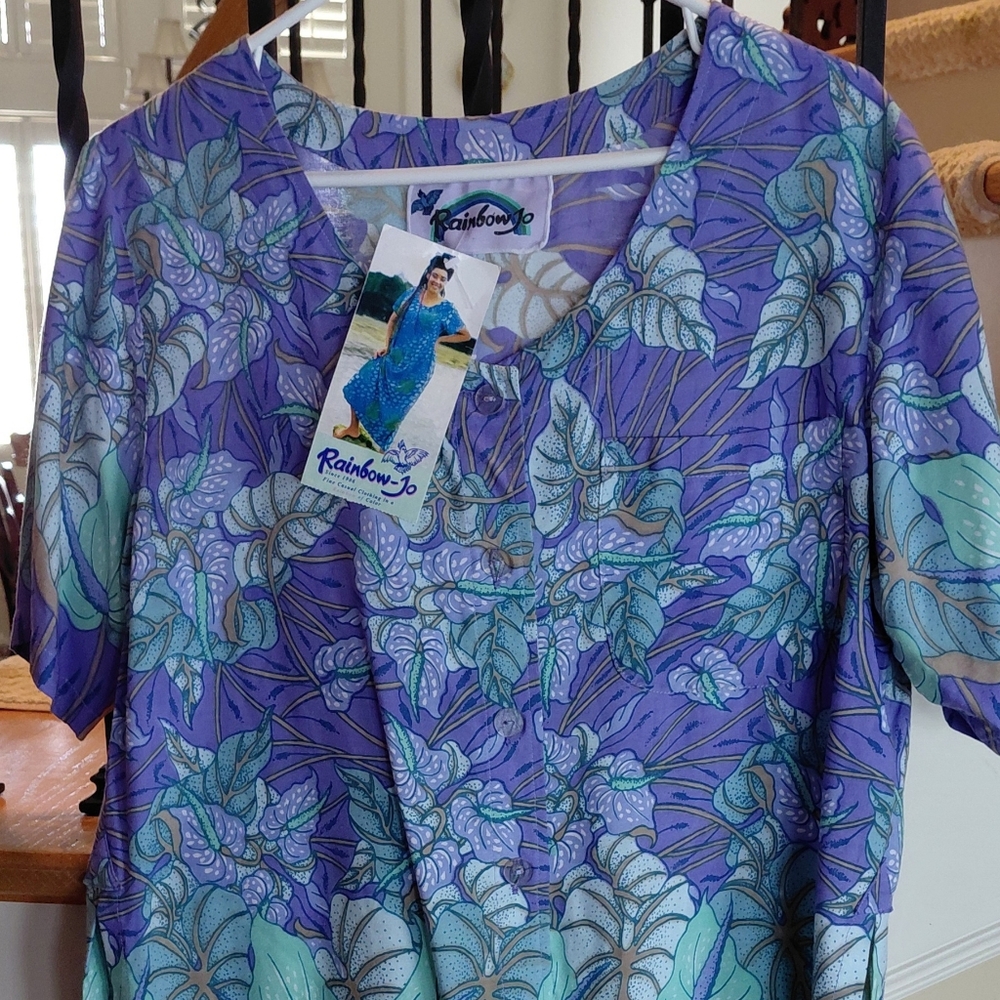 Rainbow Jo NWT Beaded Tropical Leaf Pattern Top